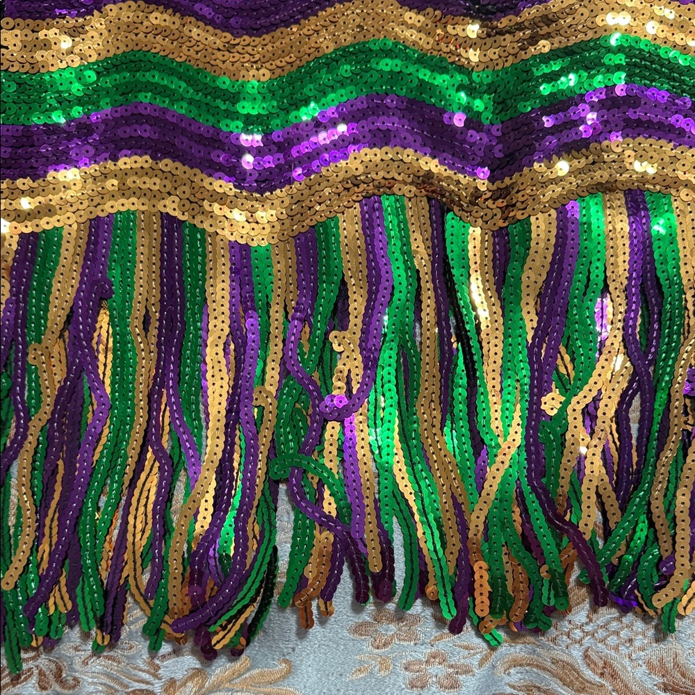 Mardi Gras Sequin Fringe Skirt - Gold, Green, and Purple - Picture 6 of 13